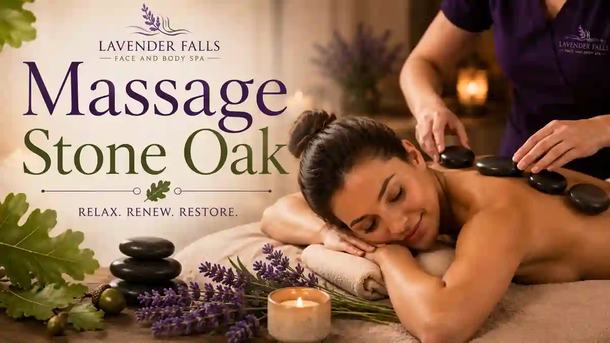 Hot stone oak massage at Lavender Falls Face and Body Spa in Stone Oak, San Antonio 78258